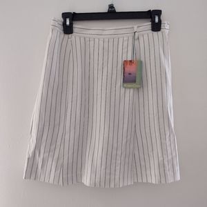 Bobby Chan Vintage 90s Silk Blend Cream Striped Golf Skort Size 12 NWT